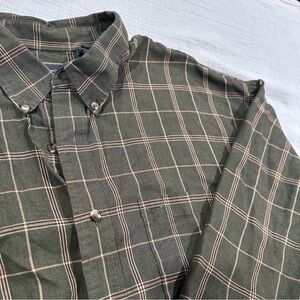 Arrow Olive Green Plaid Long Sleeved Button Down Shirt • Men’s XXL 18-18.5